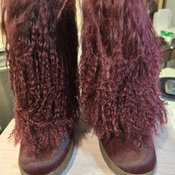 Bear Paw Women's Boots Boetis II Charcoal Wine / Plum Lamb Fur Size 5 NEW 1294W - Picture 5 of 12